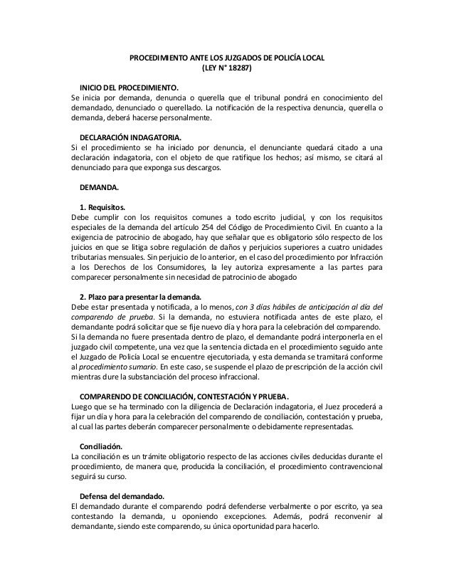 Procedimiento ante los juzgados de policía local