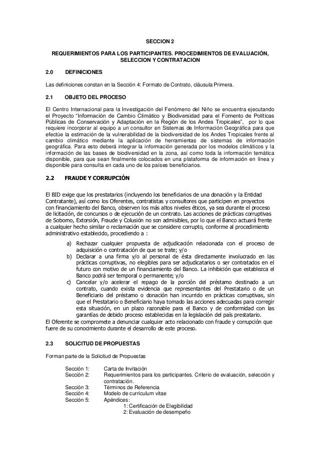 TDRs para un Consultor Senior en SIG