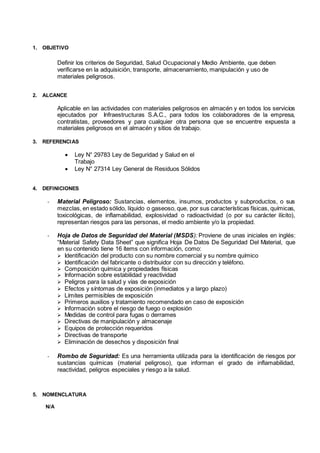 Procedimiento de adquisicion transporte y almacenamiento de sustancias ...
