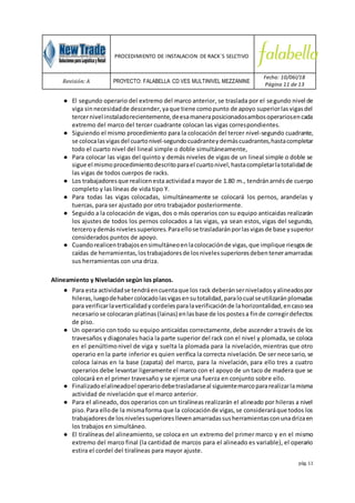 Procedimiento de instalacion de rack selectivos saga | DOCX