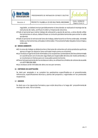 Procedimiento de instalacion de rack selectivos saga | DOCX | Injuries ...