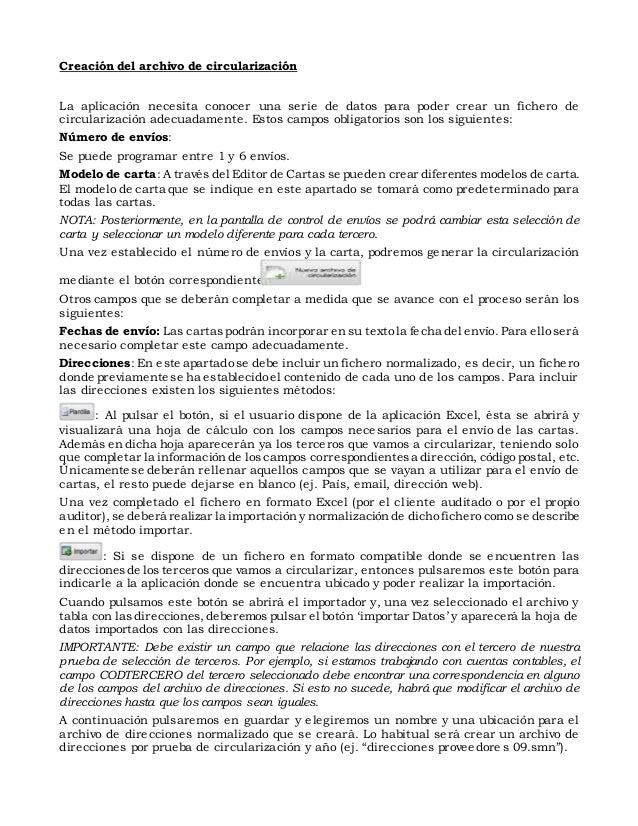 Procedimiento de la circularizacion