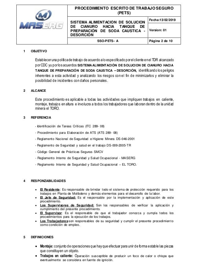 Procedimiento de trabajos