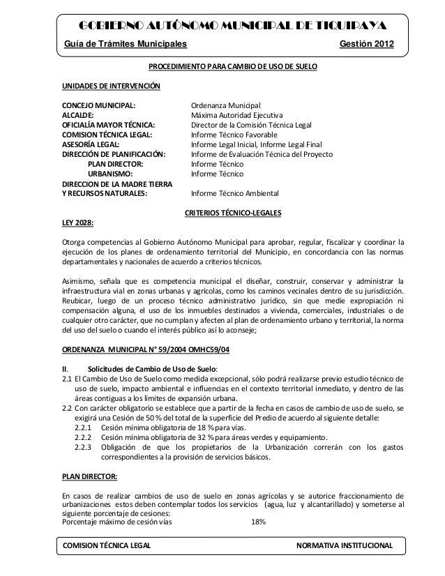 Procedimiento Para Cambio De Uso De Suel Ov 10