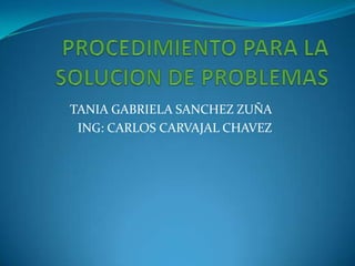TANIA GABRIELA SANCHEZ ZUÑA
ING: CARLOS CARVAJAL CHAVEZ