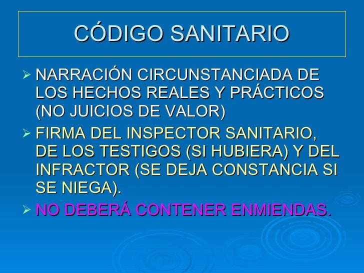 Procedimientos Código Sanitario en Chile