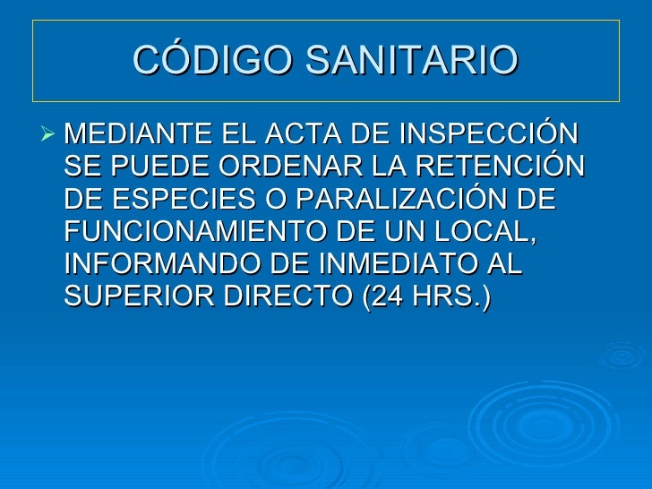 Procedimientos Código Sanitario en Chile