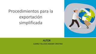 AUTOR
JUAREZ TALLEDO NAOMI CRISTINA
Procedimientos para la
exportación
simplificada
 