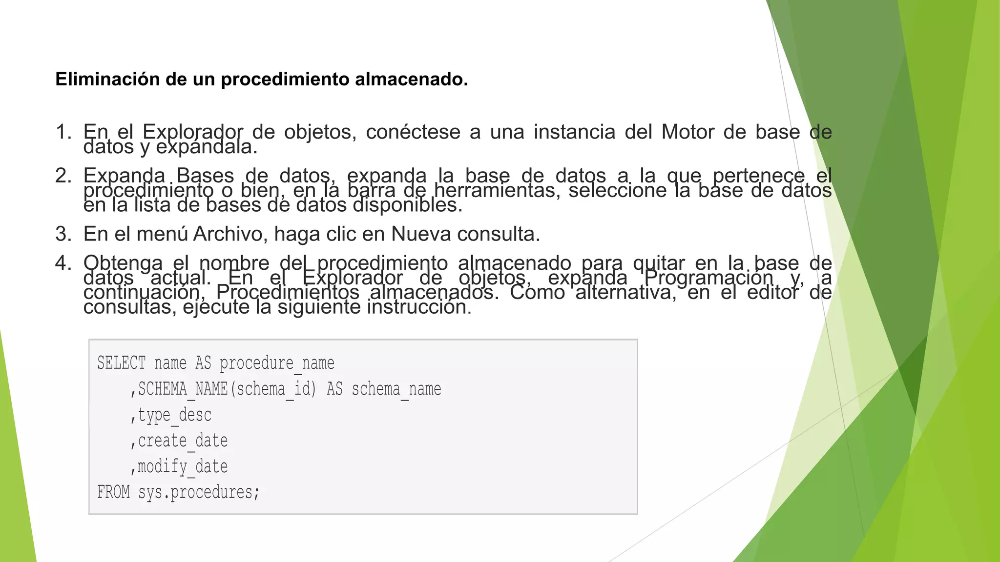 Procedimientos almacenados | PPT