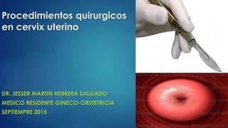 Procedimientos quirurgicos
en cervix uterino
DR. JESSER MARTIN HERRERA SALGADO
MEDICO RESIDENTE GINECO-OBSTETRICIA
SEPTIEMPRE 2015
 