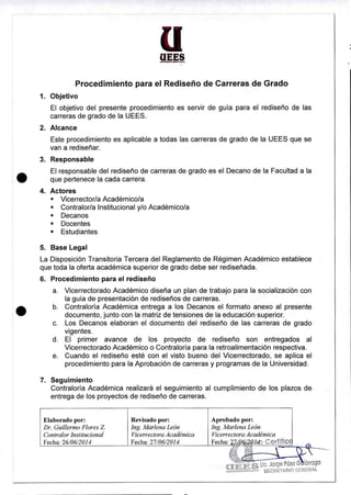 Procedimiento para el Rediseño de Carreras y Programas