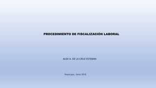 Huancayo, Junio 2018
ALEX A. DE LA CRUZ ESTEBAN
PROCEDIMIENTO DE FISCALIZACIÓN LABORAL
 