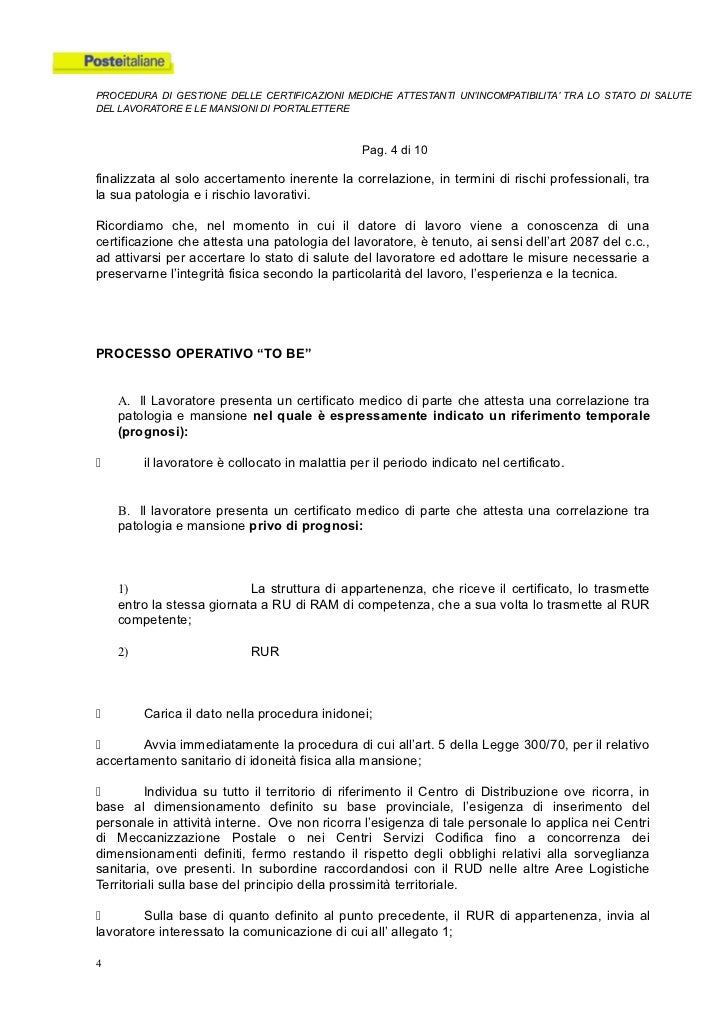 Procedura inidonei e allegati