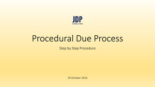 Faster legal solutions
jdpconsulting.ph
jdpconsulting
www.jdpconsulting.ph
Procedural
Due Process
Step by Step Procedure
 