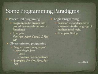 Procedural programming | PPTX | Programming Languages | Computing