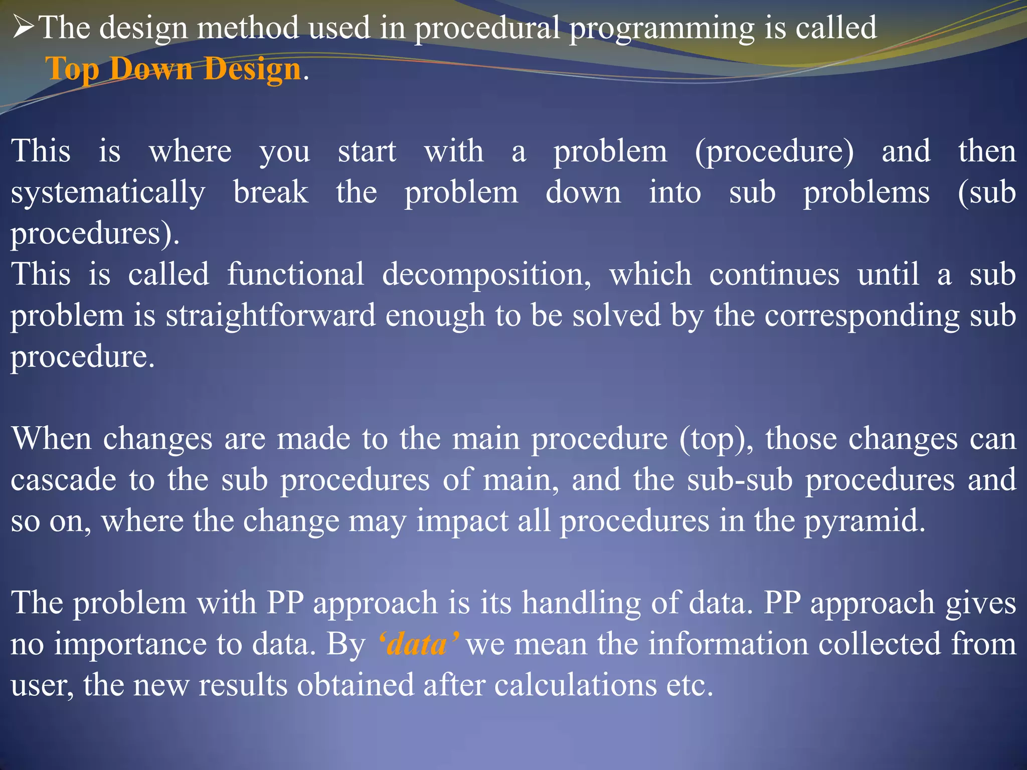 Procedural programming | PPTX | Programming Languages | Computing