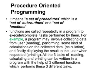 Procedure oriented programming | PPT