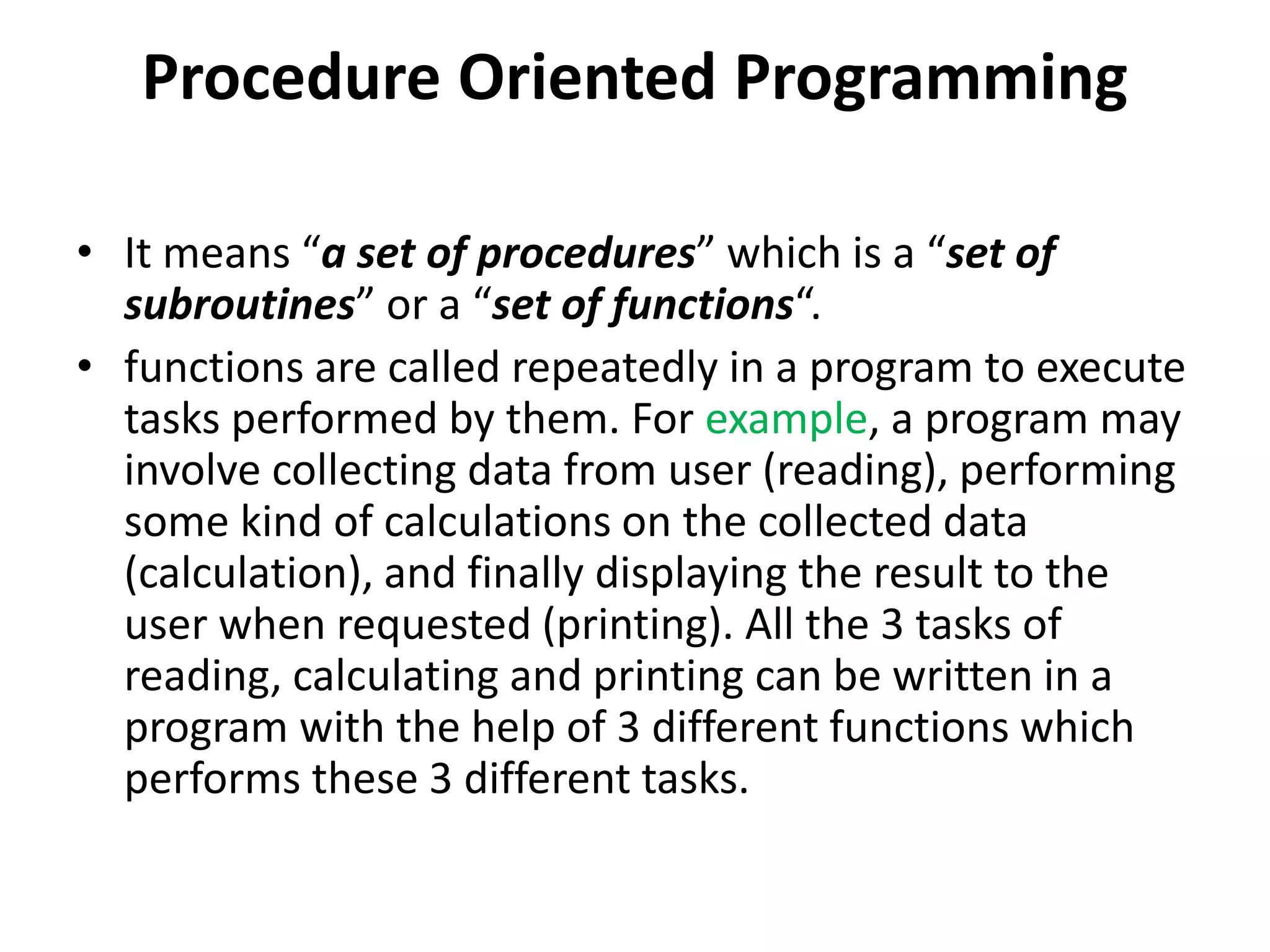 Procedural vs. object oriented programming | PPT