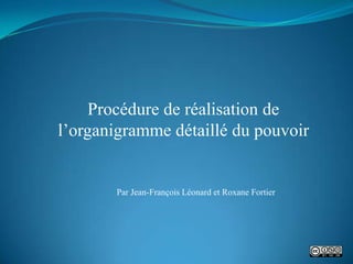 Procédure de réalisation de
l’organigramme détaillé du pouvoir


       Par Jean-François Léonard et Roxane Fortier
 