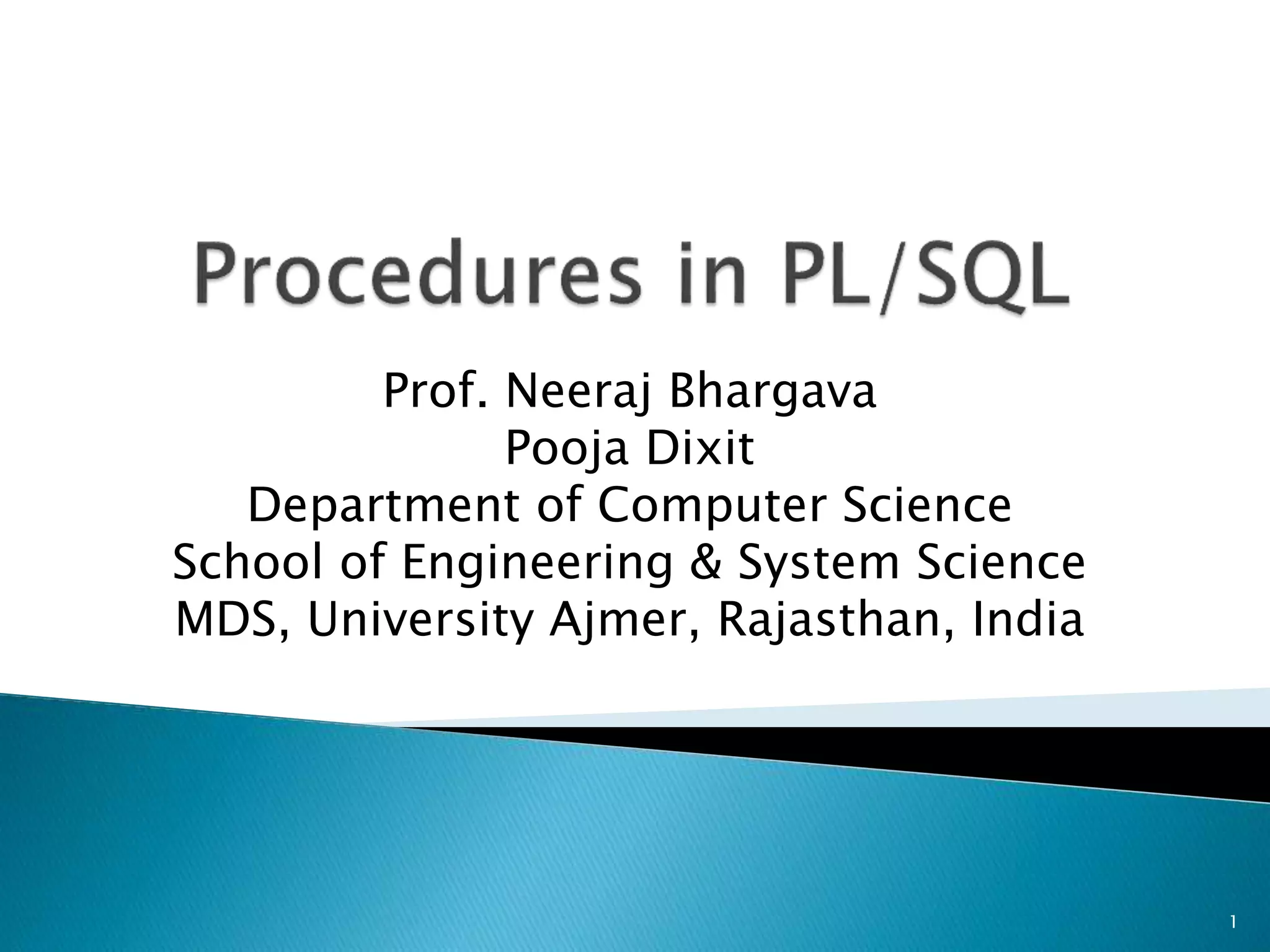 pl/sql Procedure | PPTX