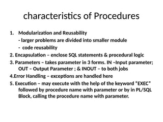 Pl/SQL Procedure,Function & Packages - sub programs | PPTX