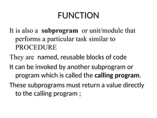 Pl/SQL Procedure,Function & Packages - sub programs | PPTX