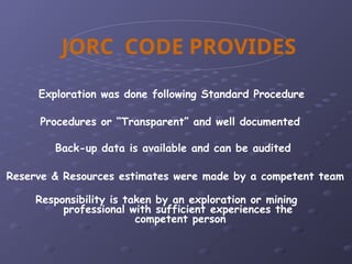 Jorc Code Pdf Comprehensive JORC Code Implementation for Proven Mine Reserves and ...