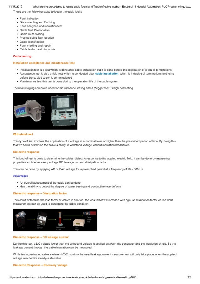 Procedure cable testing