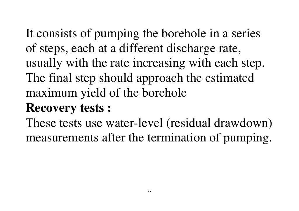 Procedure for conducting pumping tests