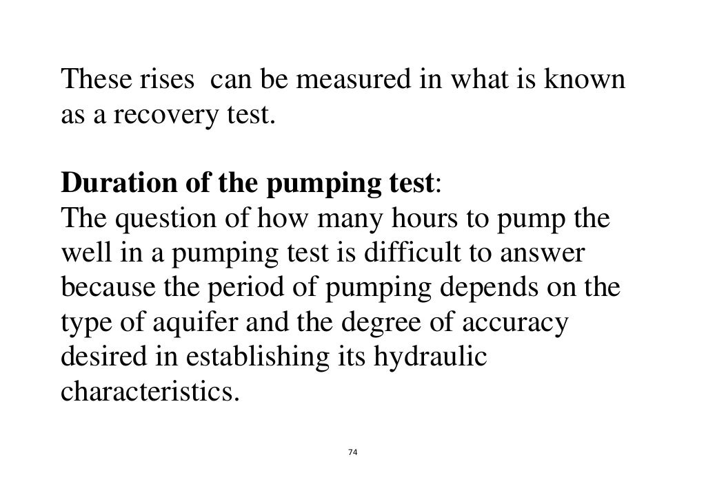 Procedure for conducting pumping tests