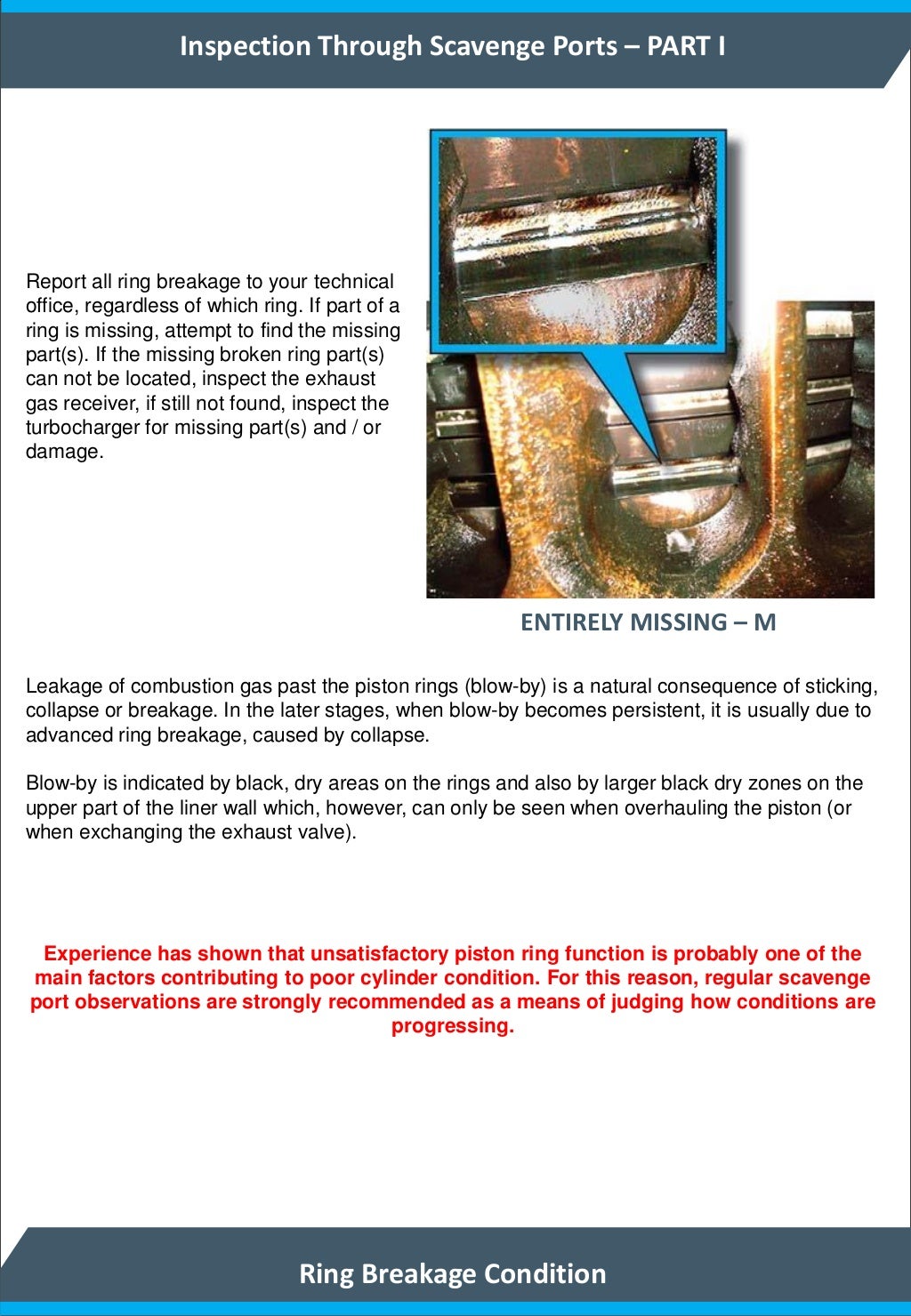 Procedure for Inspection Pistons and Cylinder Liners
