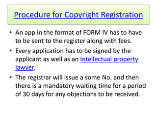 Procedure for registration of copyright | PPTX