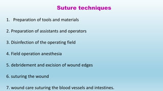 Procedure for suturing wounds or hecting actions - a brief medical ...