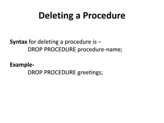 Procedure n functions | PPTX