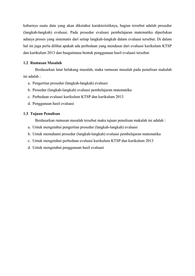 Prosedur Evaluasi Pembelajaran Matematika