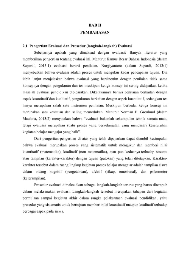 Prosedur Evaluasi Pembelajaran Matematika