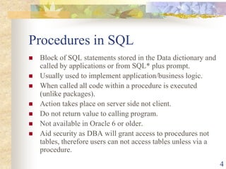 sql : how to create procedures in different databases... Procedures andcursors | PPT