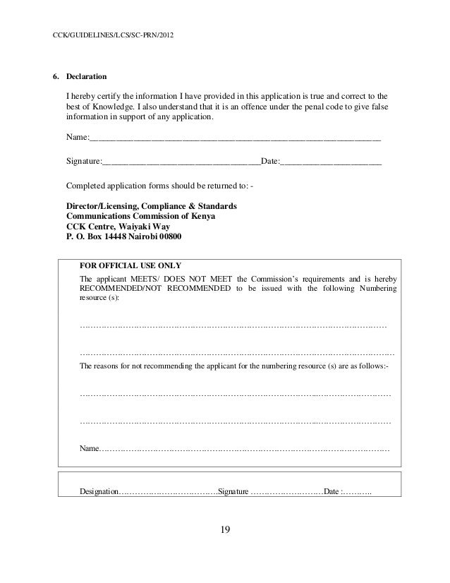 Communication Authority of Kenya (CA) Procedures and Guidelines for S…
