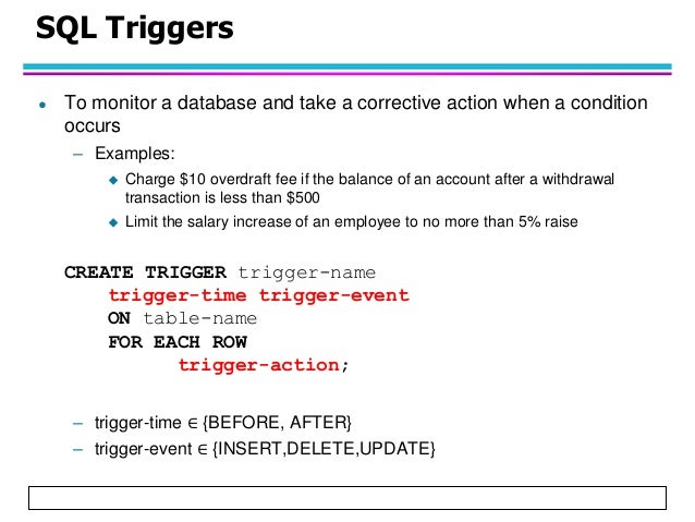 Procedures and triggers in SQL