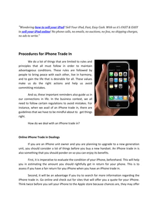 Procedures for i phone trade in
