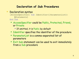 Procedures functions structures in VB.Net