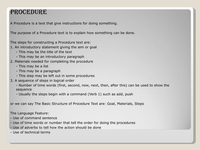 Procedure text | PPT