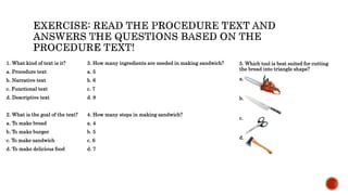 Procedure text | PPTX | Cooking | Food & Drink