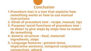 language features and generic structures of procedure text | PPTX