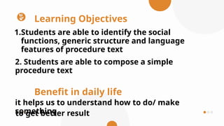 language features and generic structures of procedure text | PPTX
