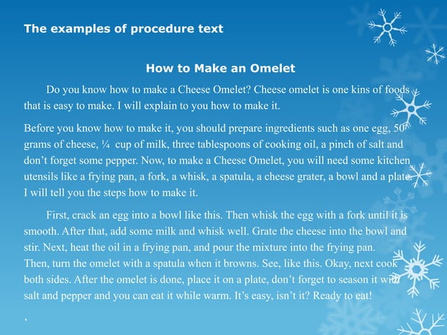 Procedure text | PPTX | Cooking | Food & Drink