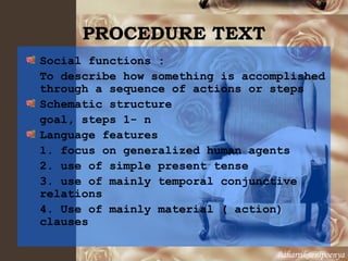 Presentasi tentang Procedure text | PPT