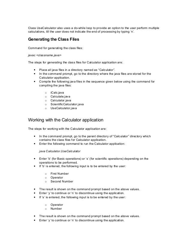 Procedure To Create The Calculator Application Java