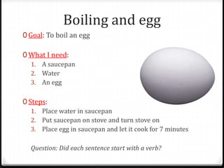 Sentence Using Boil Procedure writing lesson 2 presentation | PPTX