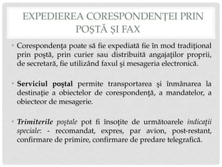 Proceduri specifice de receptie a corespondentei | PPTX